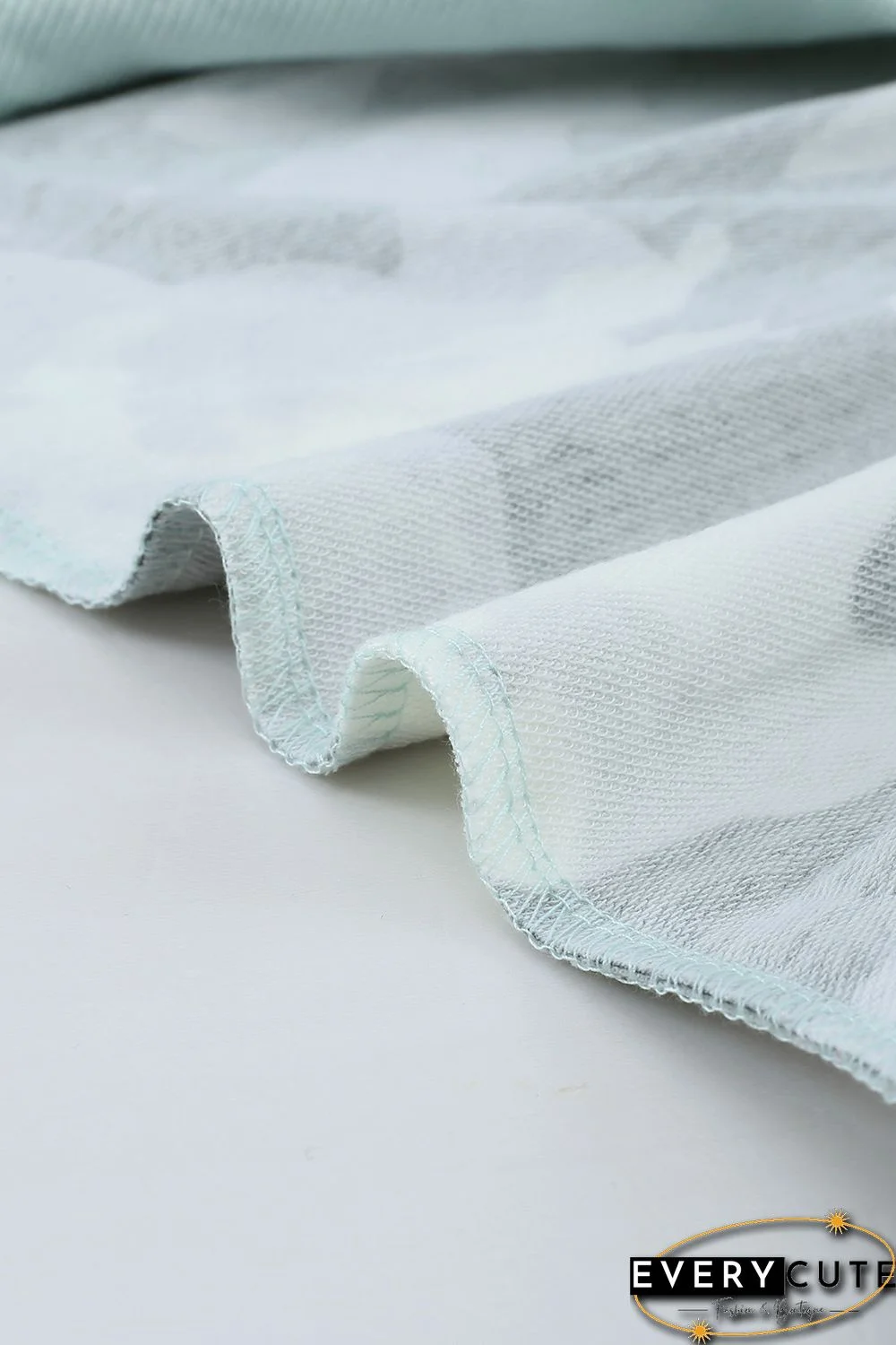 Light Green Camouflage Pullover Sweatshirt with Slits