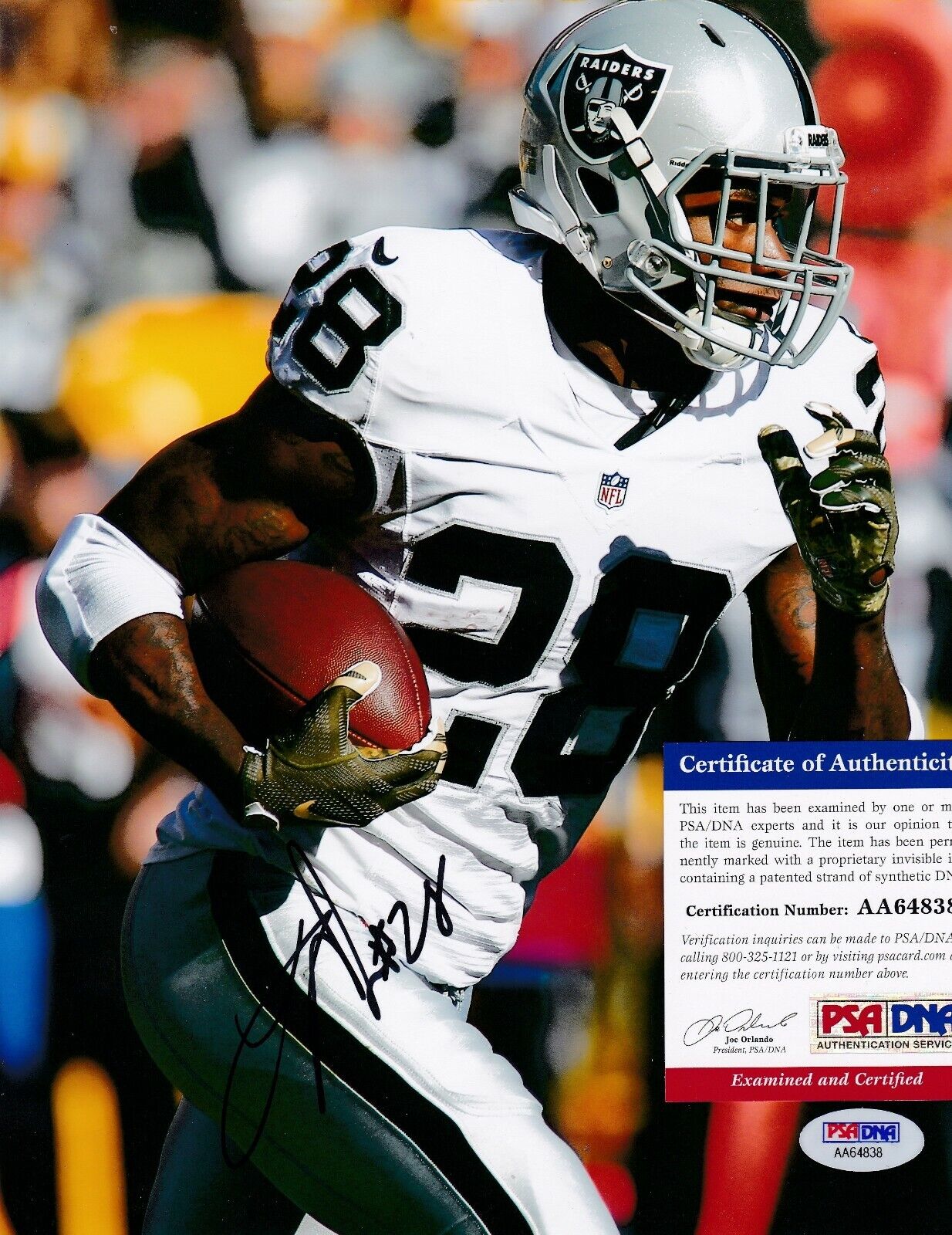 LATAVIUS MURRAY OAKLAND RAIDERS PSA AUTHENTICATED ACTION SIGNED 8x10 Photo Poster painting