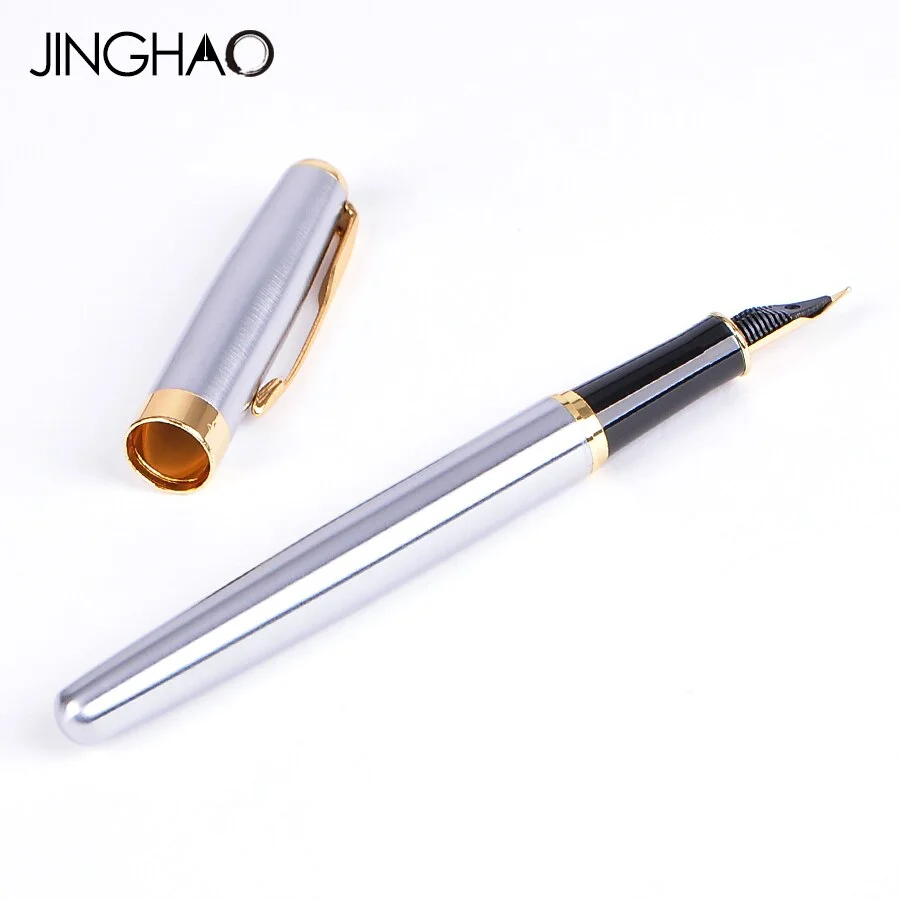 High Quality Metal Black Fountain Pen F nib Luxury ink Pens School & Office Supplies stationery Elegant Pens For writing Gift