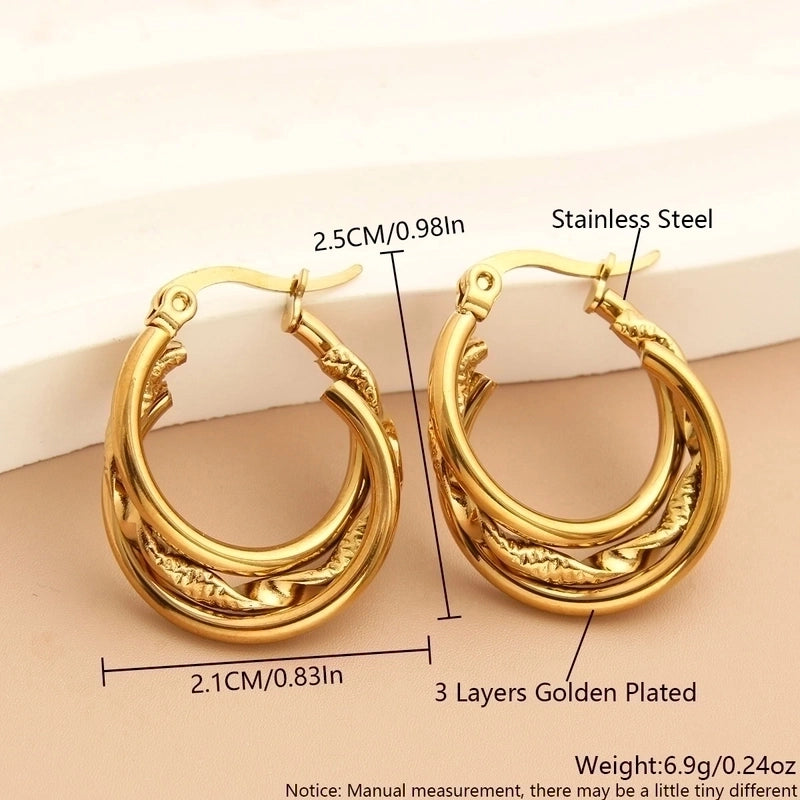 1 Pair Minimalist Commute Solid Color Plating 304 Stainless Steel 18K Gold Plated Earrings