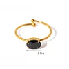 Shine White Black Zircon 18K Golden Open Ring