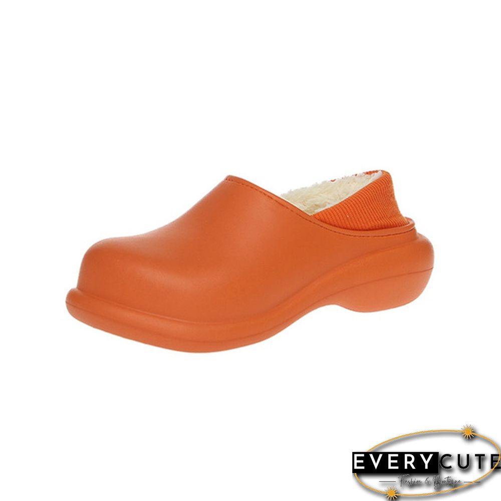 Waterproof Winter Shoes For Women Platform Cotton Slippers Warm Thick Soled Plush Flats Shoes