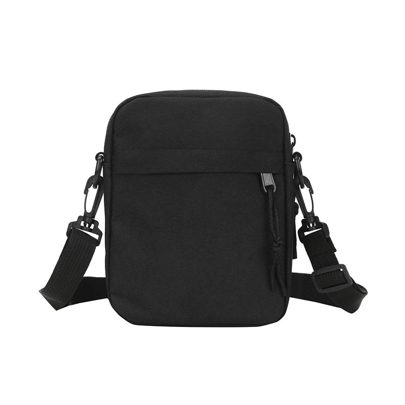 Men’s Nylon Solid Color Streetwear Square Zipper Shoulder Bag