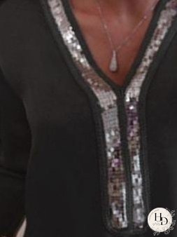 Versatile Sequin-Detailed Long Sleeve Top