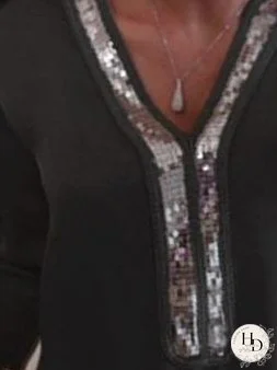 Versatile Sequin-Detailed Long Sleeve Top