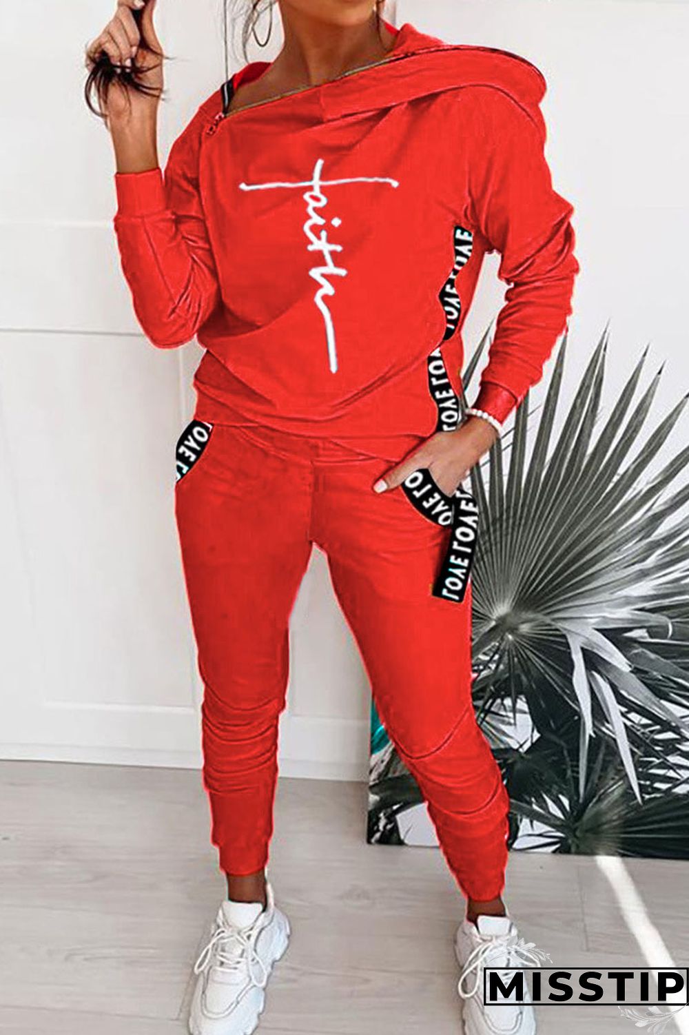 Black Casual Sportswear Print Patchwork Zipper Hooded Collar Long Sleeve Two Pieces