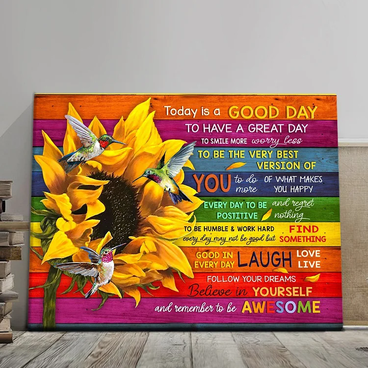 Remember to Be Awesome Sunflower Canvas Poster Wall Art (without Photo Frame)