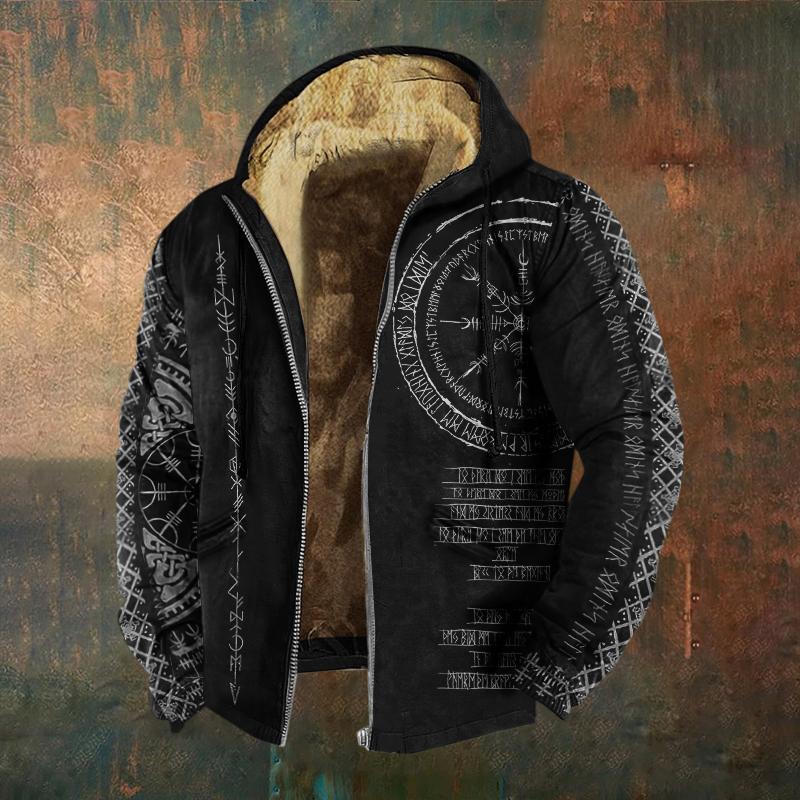 Men's Tribal Viking Vintage Cropped Hooded Jacket