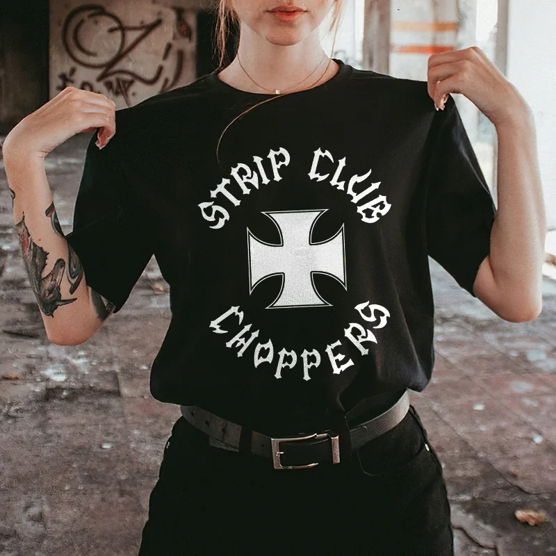 Strip Club Choppers Printed Women's T-shirt -  