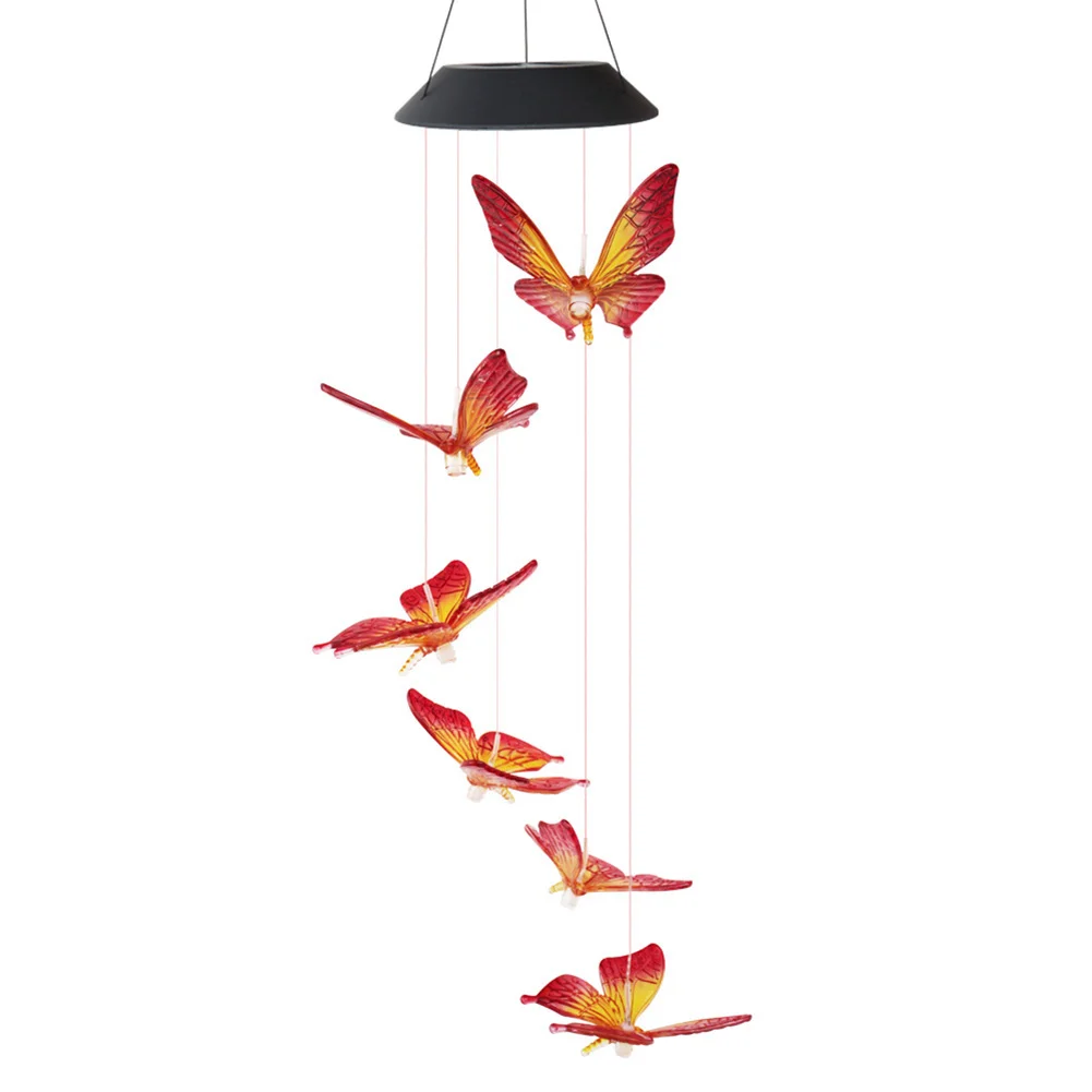LED Solar Wind Chime Butterfly Light Color Changing IP65 Hanging Lamp (A)