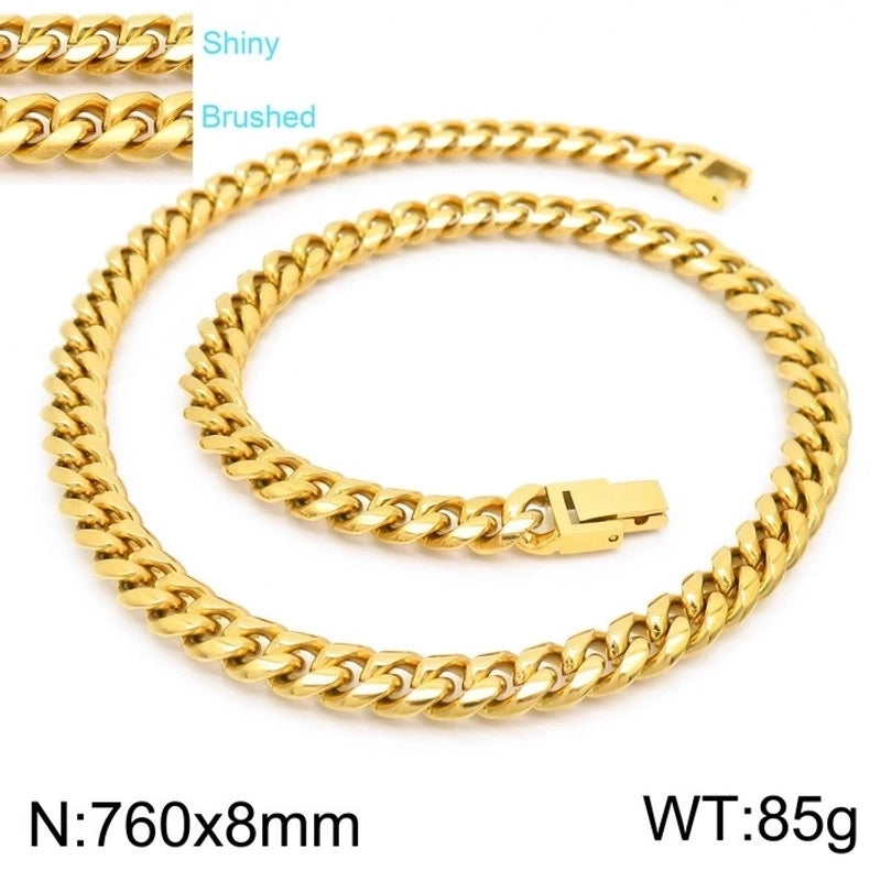 Classic Style Solid Color Titanium Steel 18K Gold Plated Chain Bracelets Necklace