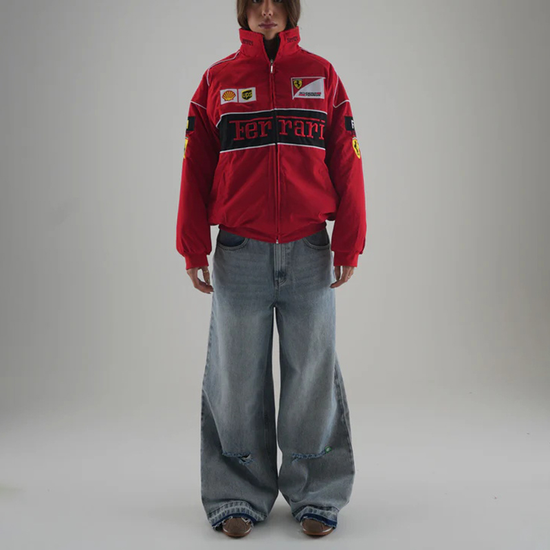 Unisex Racing Style Street Fashion Loose Racing Casual Print Jacket