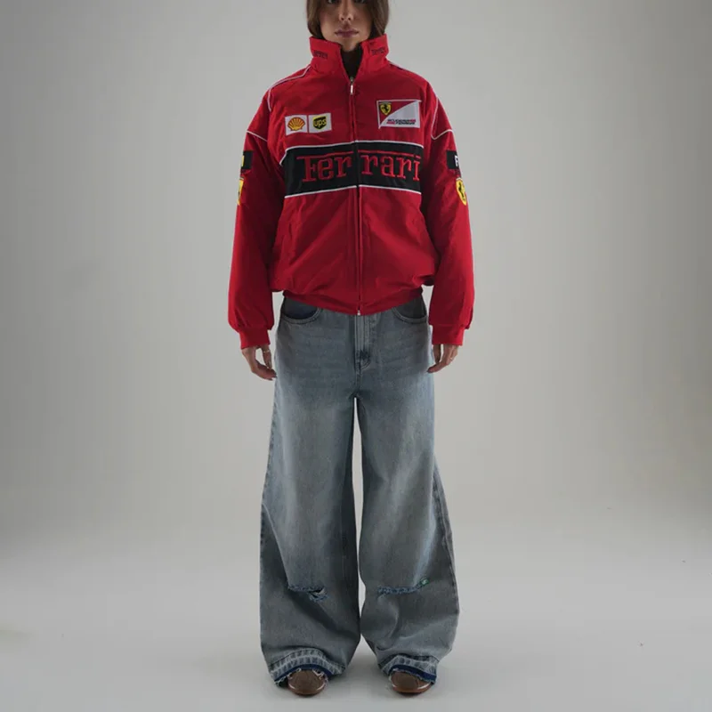 Unisex Racing Style Street Fashion Loose Racing Casual Print Jacket