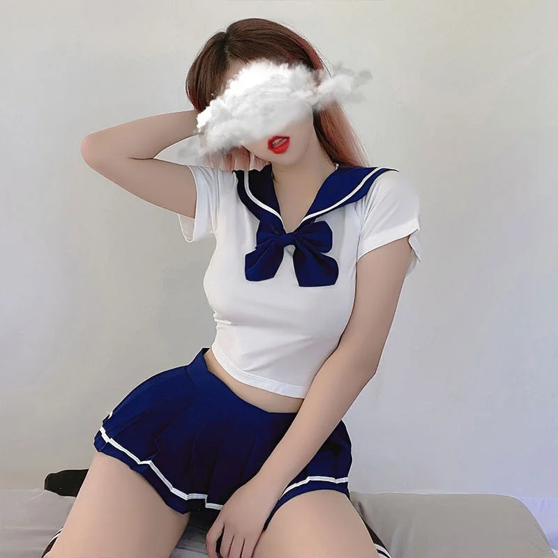 New Japanese Korean Version of School Student Uniform Cosplay Costume Sexy Pajamas Student Girl Pleated Skirt Sex Play Costume