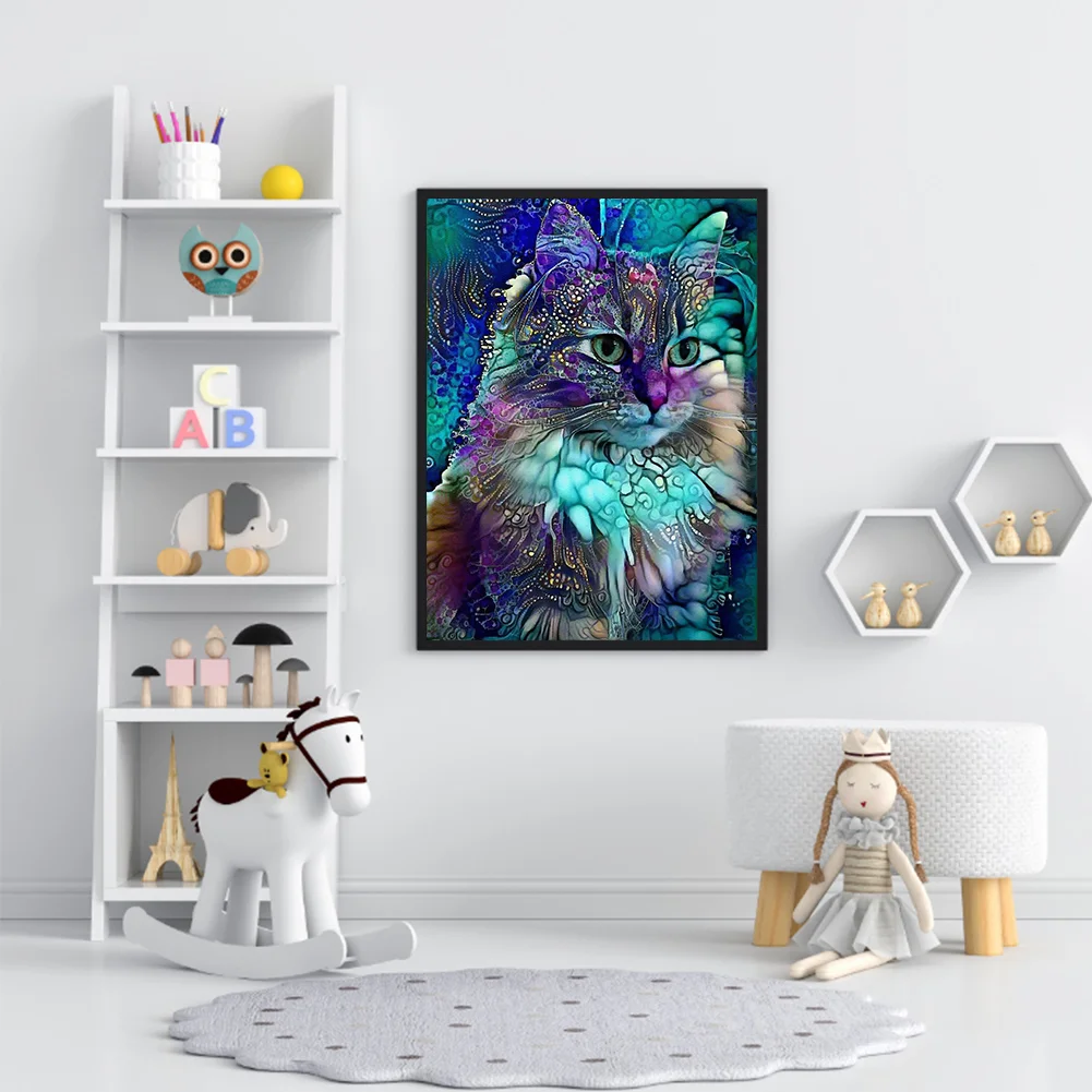 11CT Full Stamped Cross Stitch - Cat(Canvas|40*54cm)