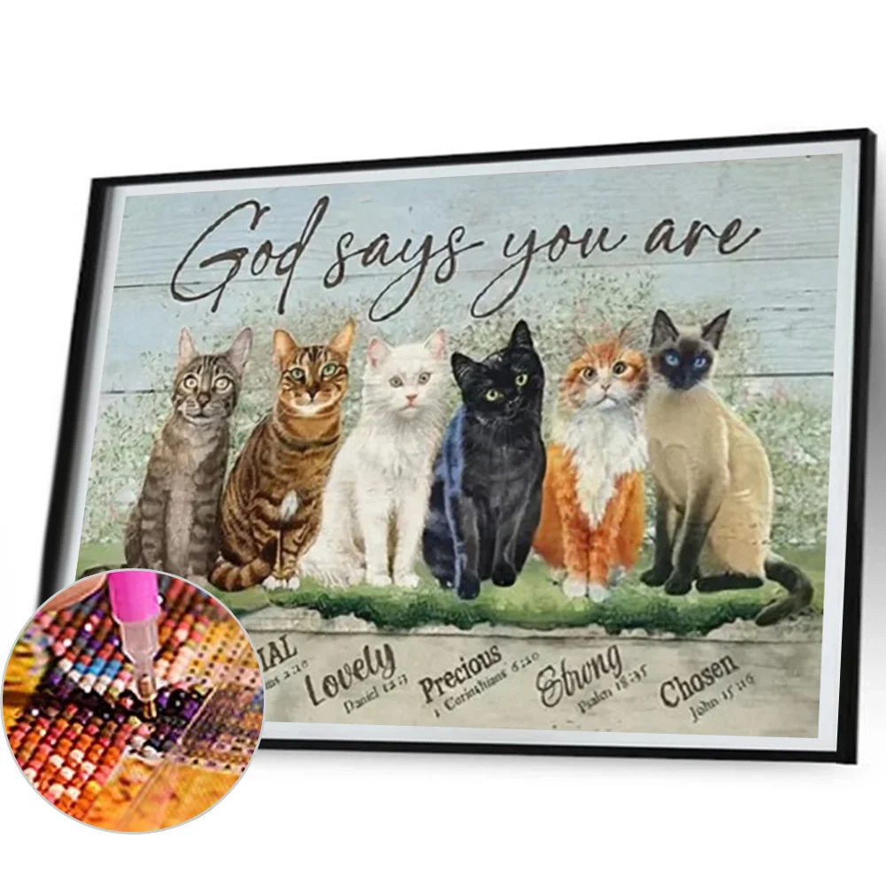 Diamond Painting - Full Round Drill - Cats Letters(Canvas|50*40cm)