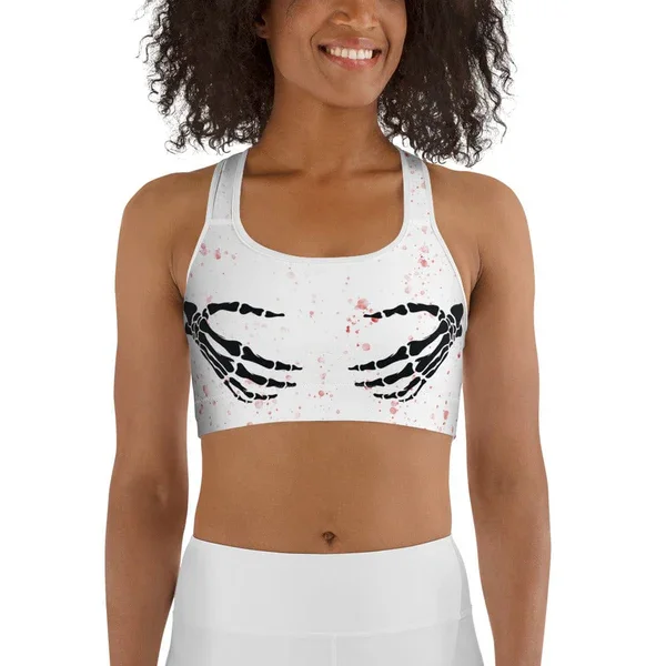 Bloody Skeleton Hands Sports Bra-1014