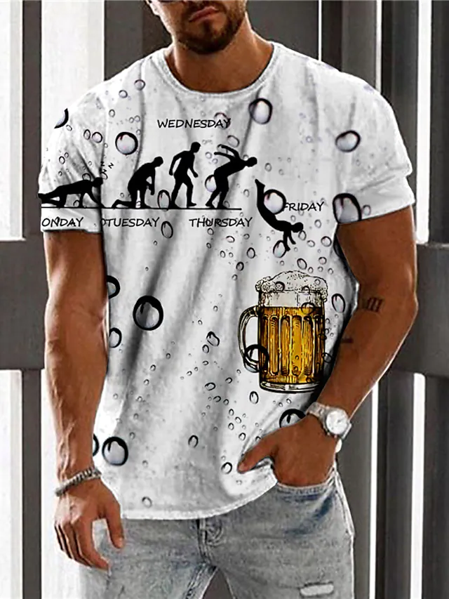 Men's Printed Casual Crew Neck Short Sleeve T-Shirt