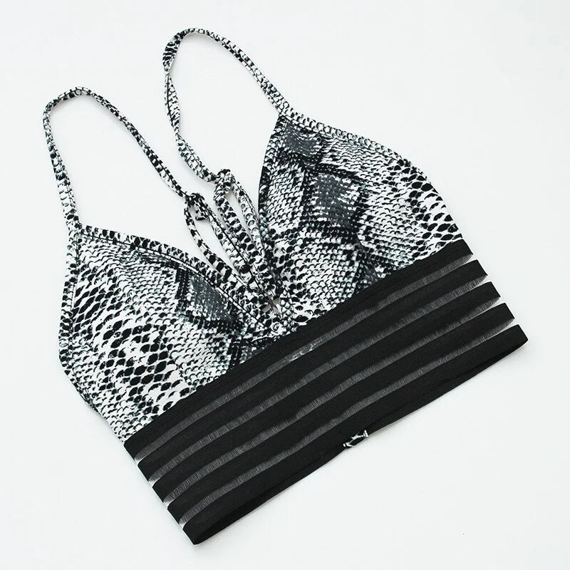 Ladies Sexy Push Up Fitness Bra For Women Snake Print Seamless Seamless Underwear gym Backless Bra top women