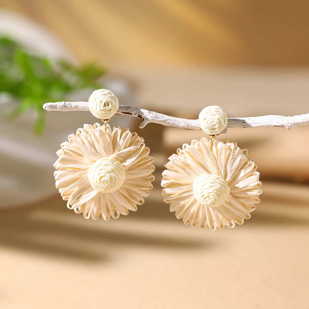 Women's Holiday Bohemian Style Raffia Hand-woven Earrings