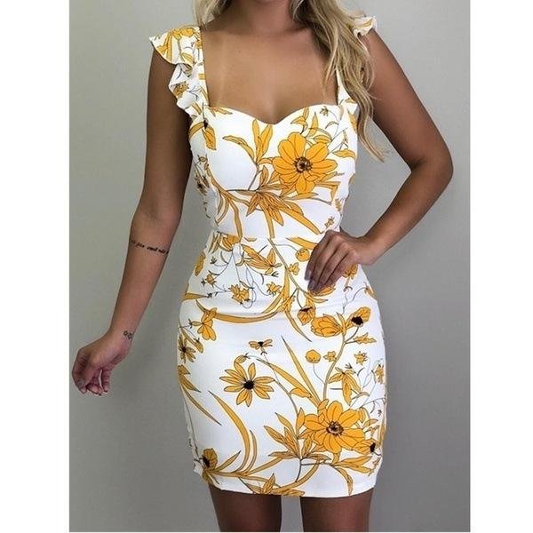 Promsstyle Sleeveless sweetheart neck printed skinny mini sling dress Prom Dress 2023