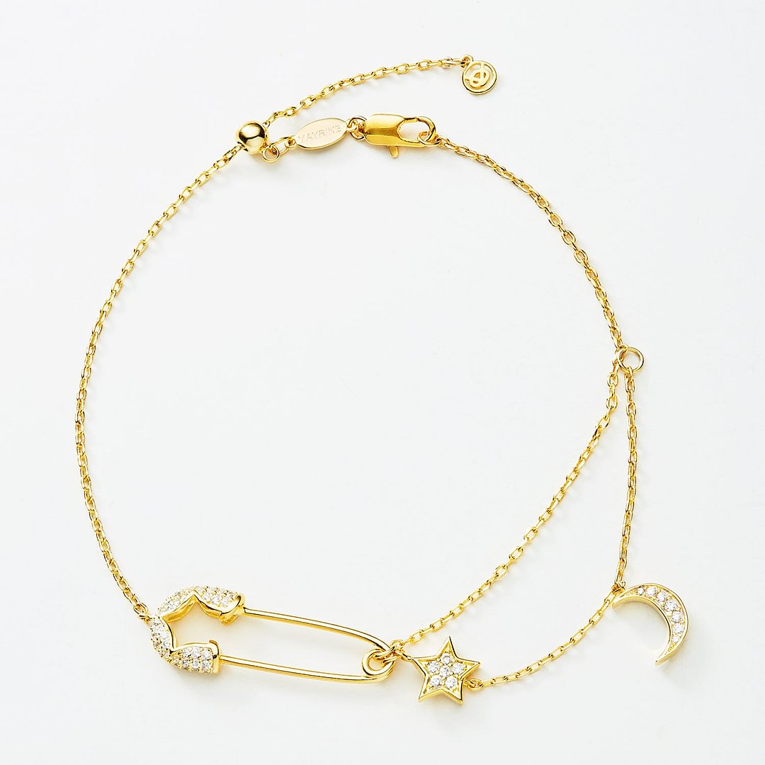 The North Star With Safety Pin "The Faith" Bracelet in 14K Gold