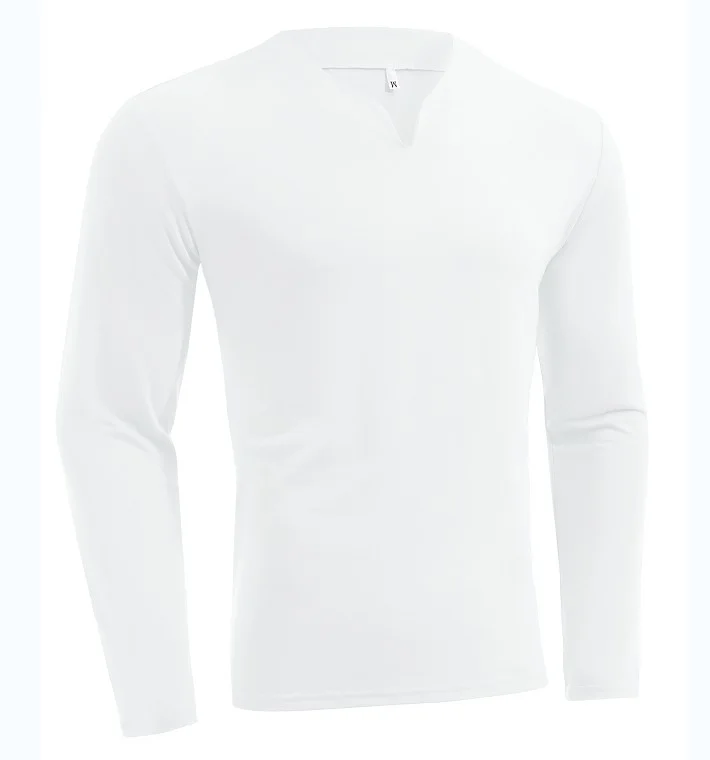 PASUXI Fashion Sports T-shirt Men 2024 Spring and Autumn New Versatile Solid Elastic Long Sleeve V-Neck Loose Tops Men Pullovers huanwei
