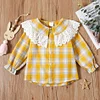 Baby Girl Long-sleeve Cotton Sweet Plaid Shirt Smock