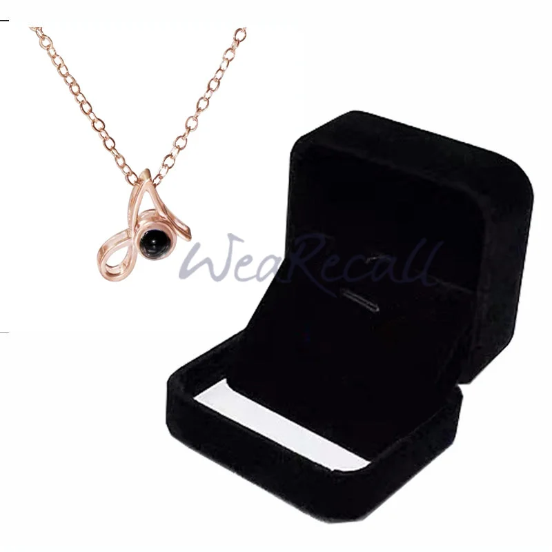 26 Letters Projector Picture Custom Personalized Photo Necklace wetirmss