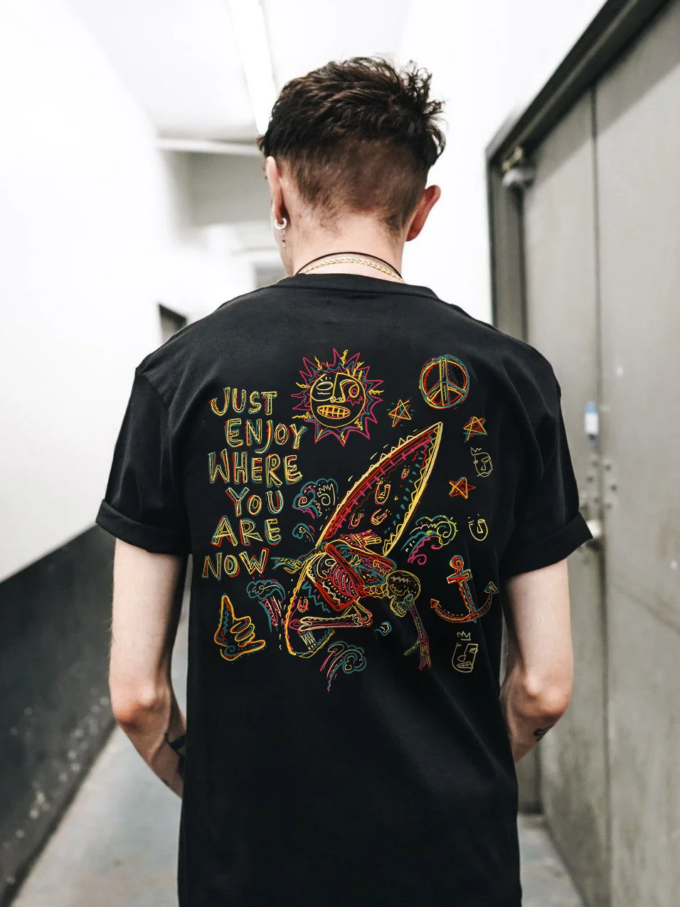 Just Enjoy Where You Are Now Printed Men's T-shirt