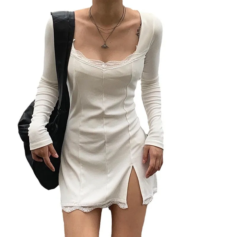 Churchf Churchf / Summer 2023 New Lace Lace Slit Sexy Dress Tight Wrap Hip Skirt Women's Hair