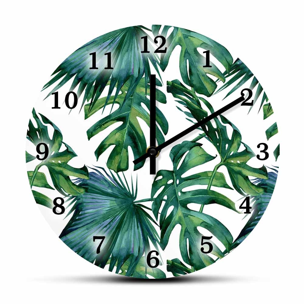 

Tropical Leaves Palms - Frameless Acrylic Wall Clock, 501 Original