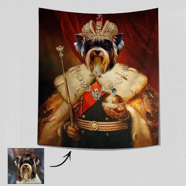 Custom Emperor Tapestry |Custom King Pet Tapestry | Custom Emperor Dog Tapestry | Pet Noble and Glamorous King Pet Tapestry