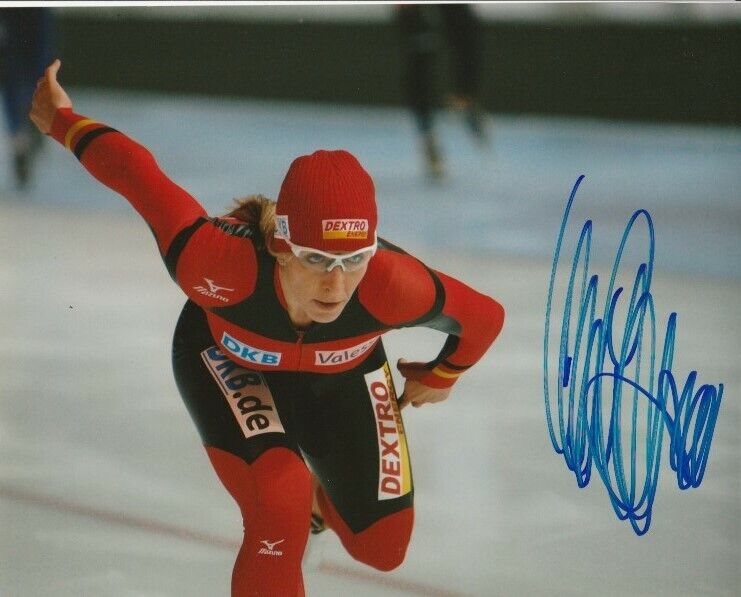 SEXY ANNI FRIESINGER SIGNED GERMANY SPEED SKATING 8x10 Photo Poster painting #2 ANNA PROOF