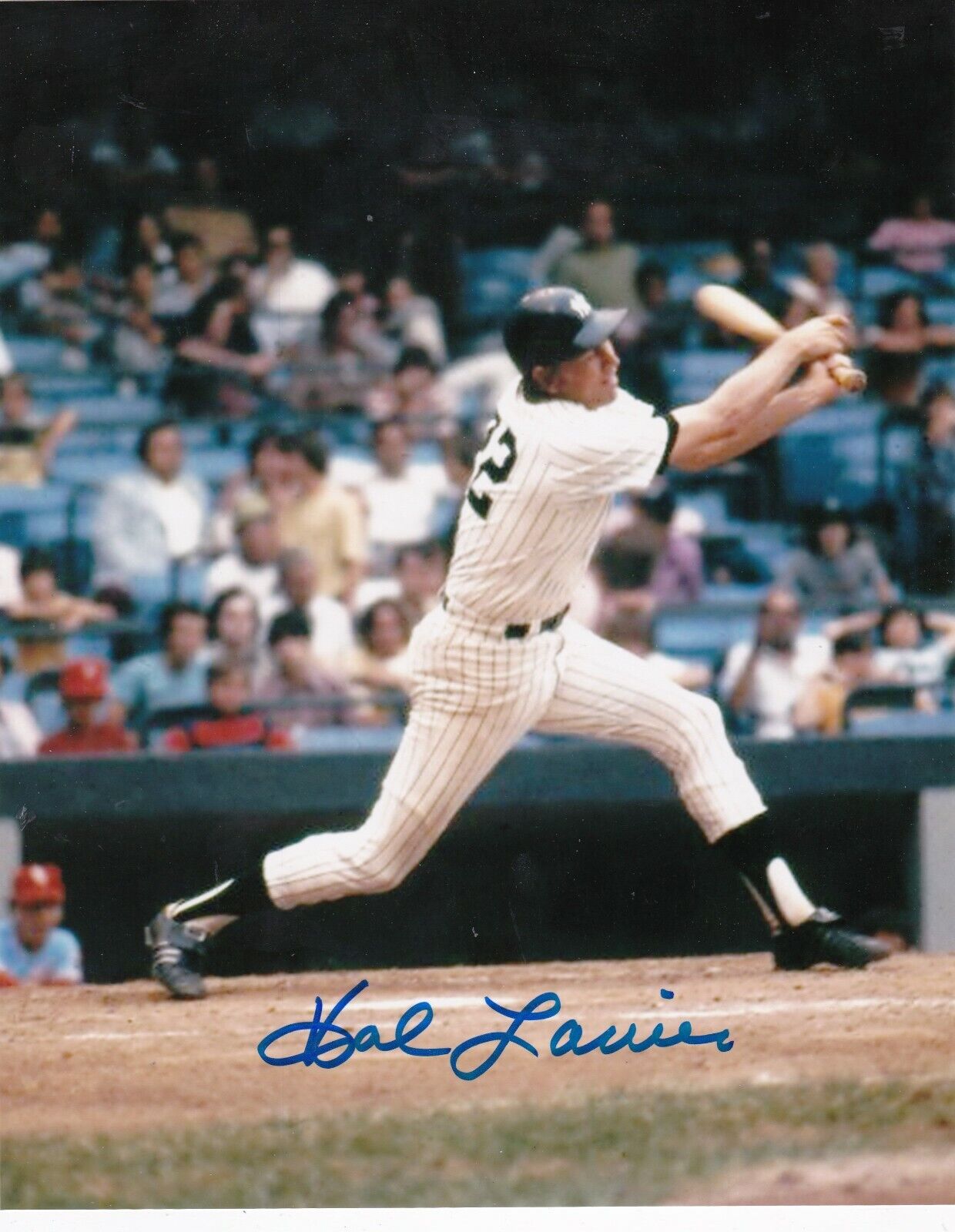 HAL LANIER NEW YORK YANKEES ACTION SIGNED 8x10