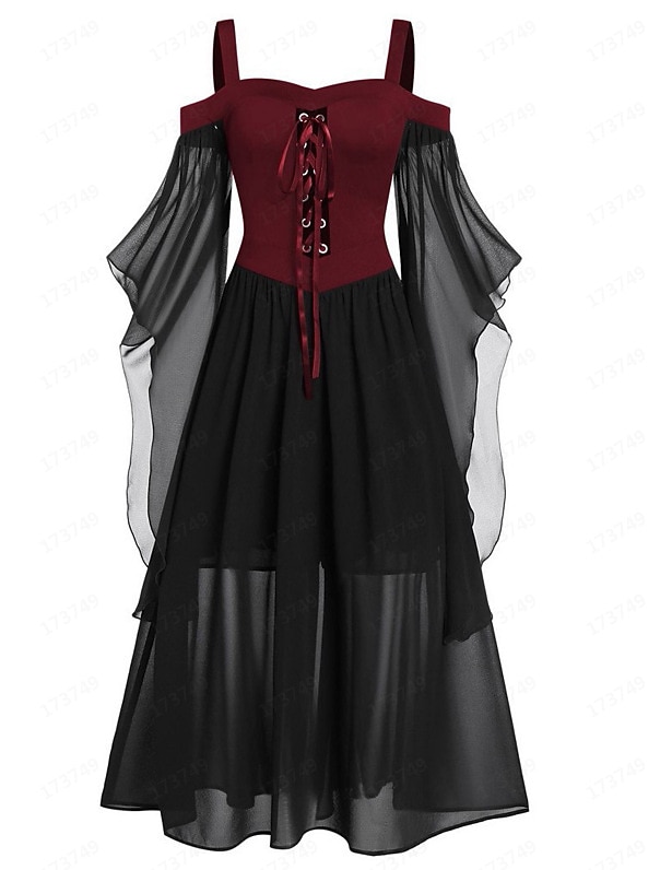 Retro Vintage Punk & Gothic Medieval Dress Masquerade Witches Women's Cosplay Costume Halloween Halloween Party / Evening Dress 2023 - US $32.99 –P5