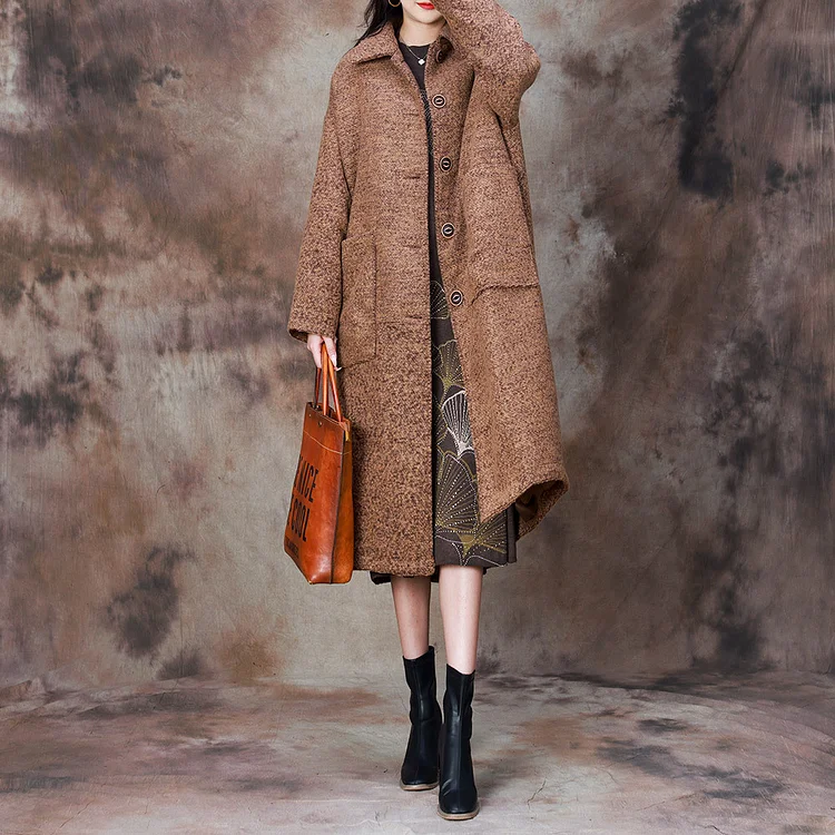 Simple Warm Buttoned Tweed Coat - yankia