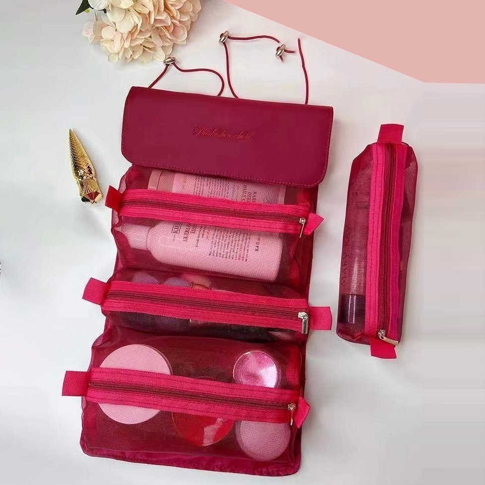 Travel Ladies Mesh Cosmetic Bag Beautician Toiletries Makeup Brush Storage Bag
