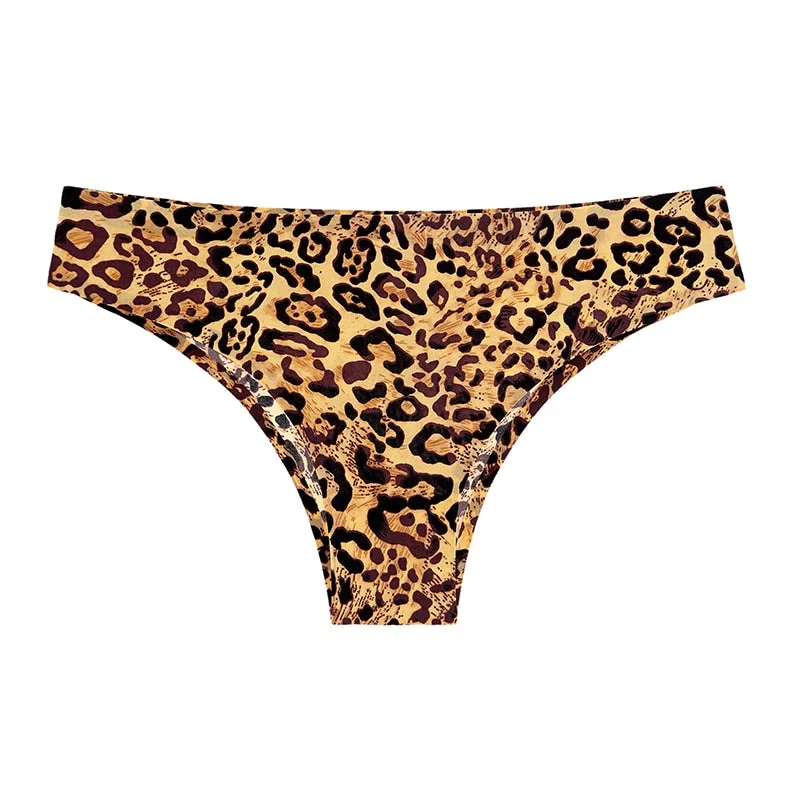 1 Pcs Women's Panties Woman Underwear Sexy Seamless Sports Leopard Female T-back G-string Thongs For Woman Ice Silk New BANNIROU
