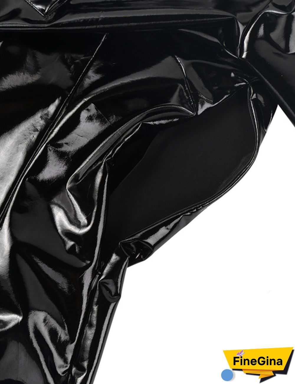 Women's PVC Leather Long Sleeve Gothic Schoolgirl Costume Bodycon Mini Skirt Dress
