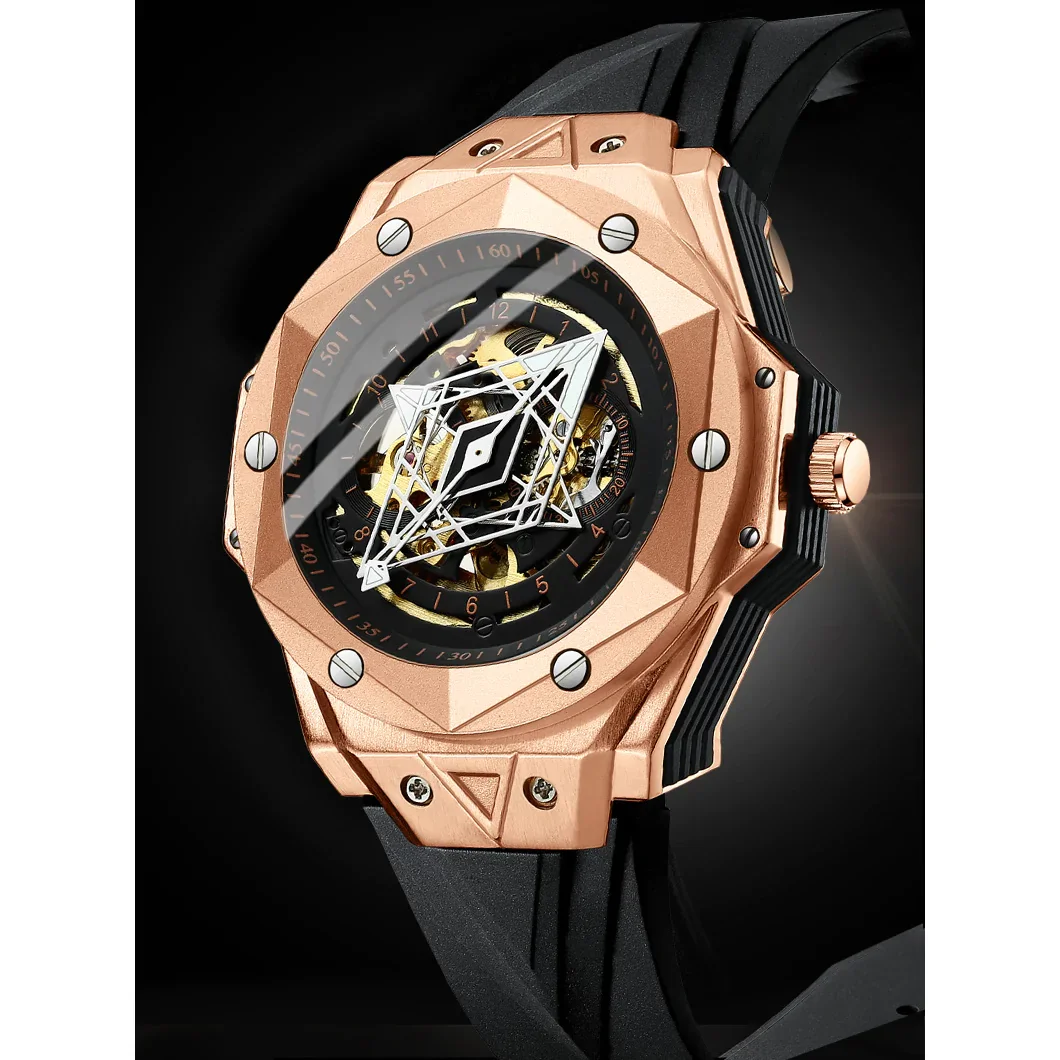 Fashion Men's Automatic Mechanical Watch Silicone Waterproof Sports Watch