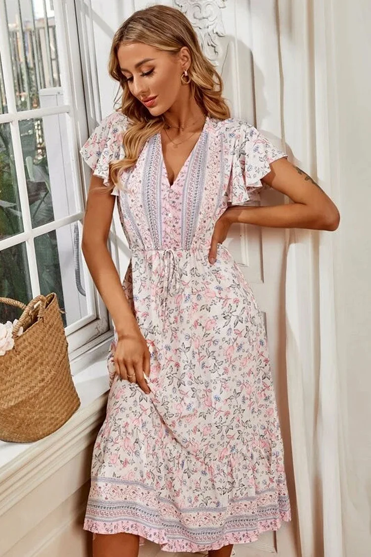Luditu Midi Dress, Sundress, Pink Blush Rose