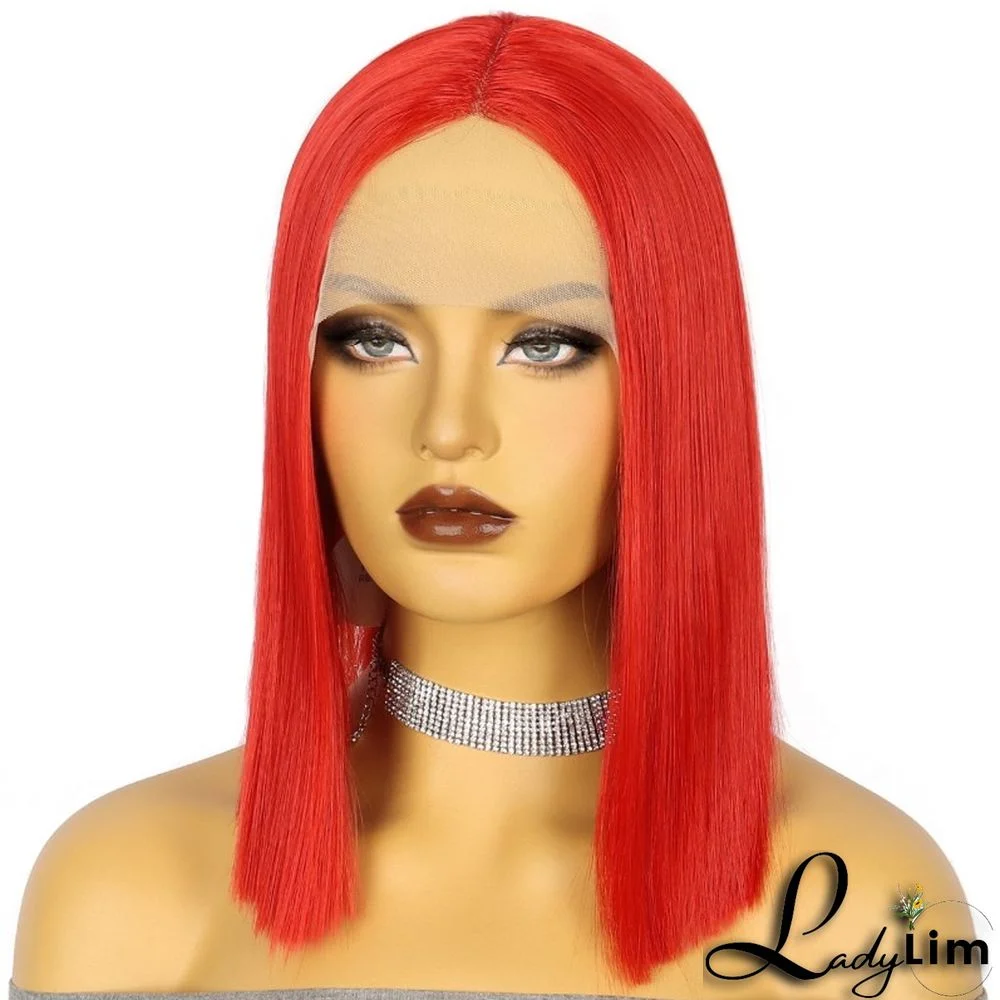 Red Fashion Casual Solid Patchwork Wigs