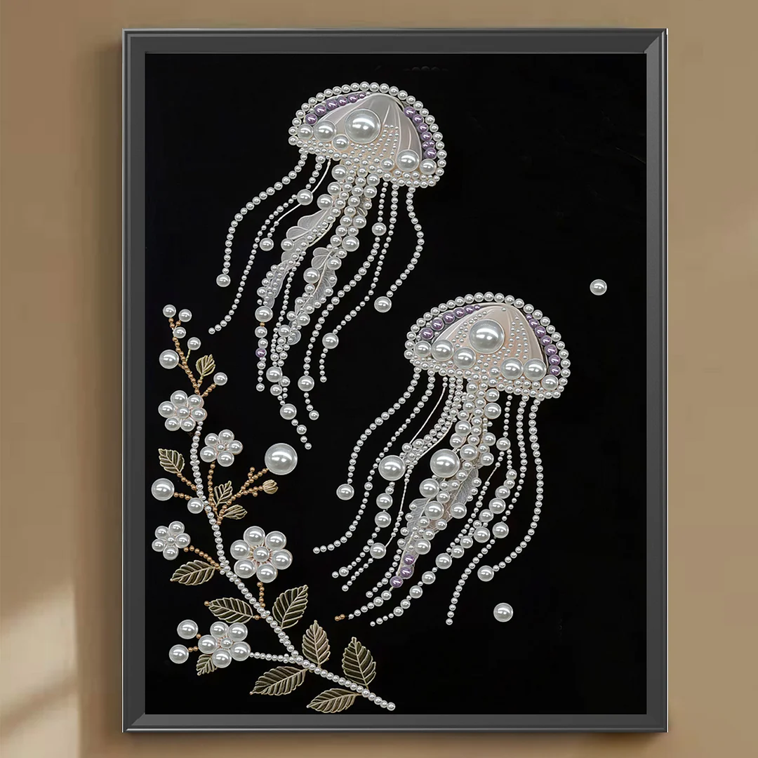 Pink Jellyfish Special Shaped 5D DIY Partial Drill Diamond Painting Kits Wall Decor 35x45cm