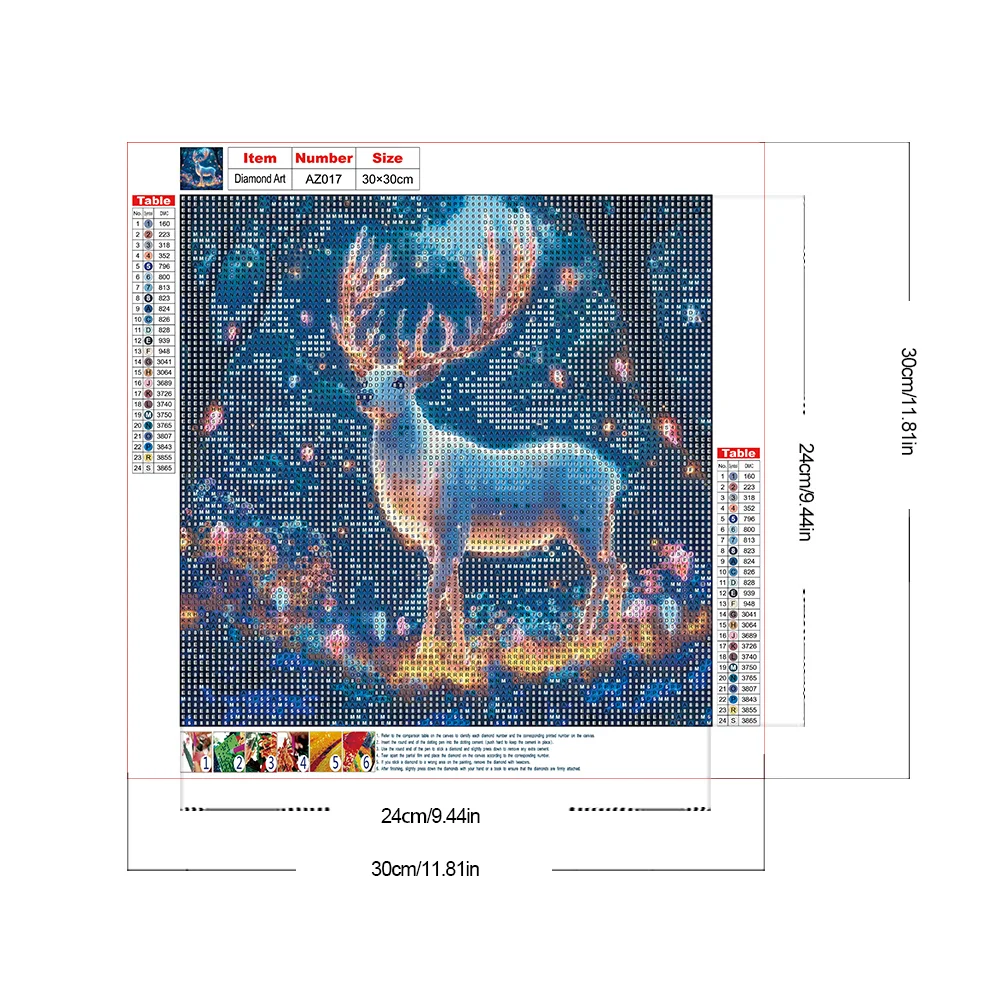 Diamond Painting - Full Round Drill - Spiritual Deer In Forest(Canvas|30*30cm)