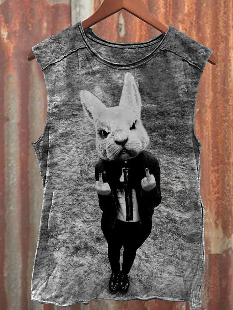Teecade Teecade Mr. Bunny Gives The Finger Tank Top