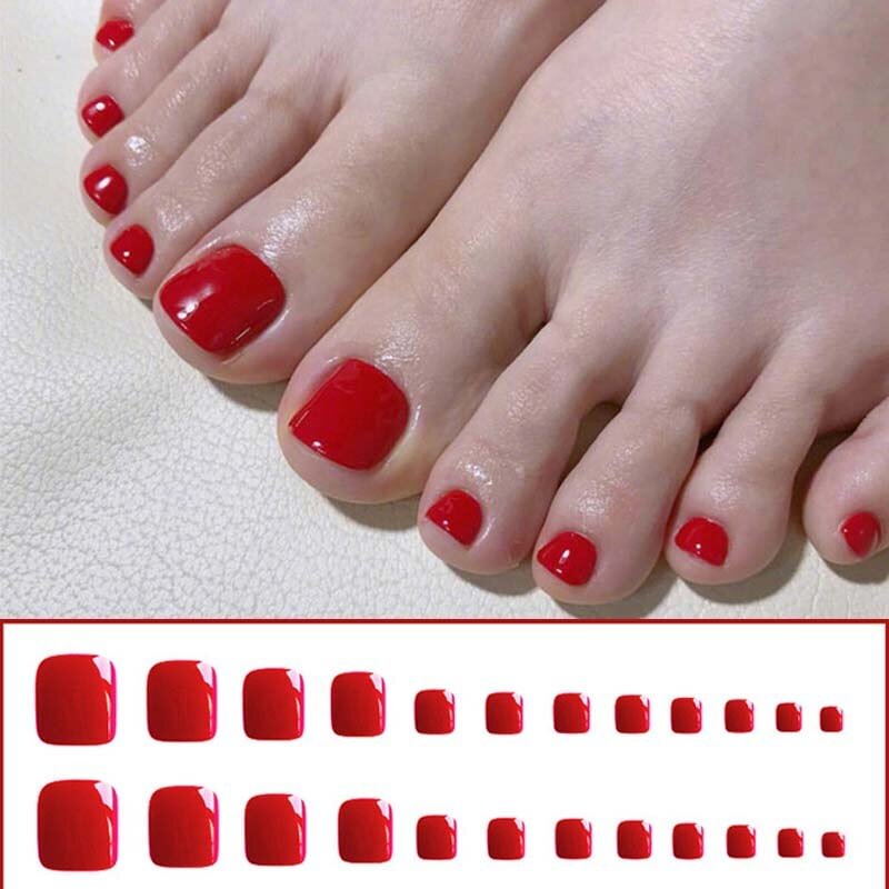Short False Toenails Artificial Feet Nails Full Cover Square Fake Toenails For Women Teens Girls nail art feet