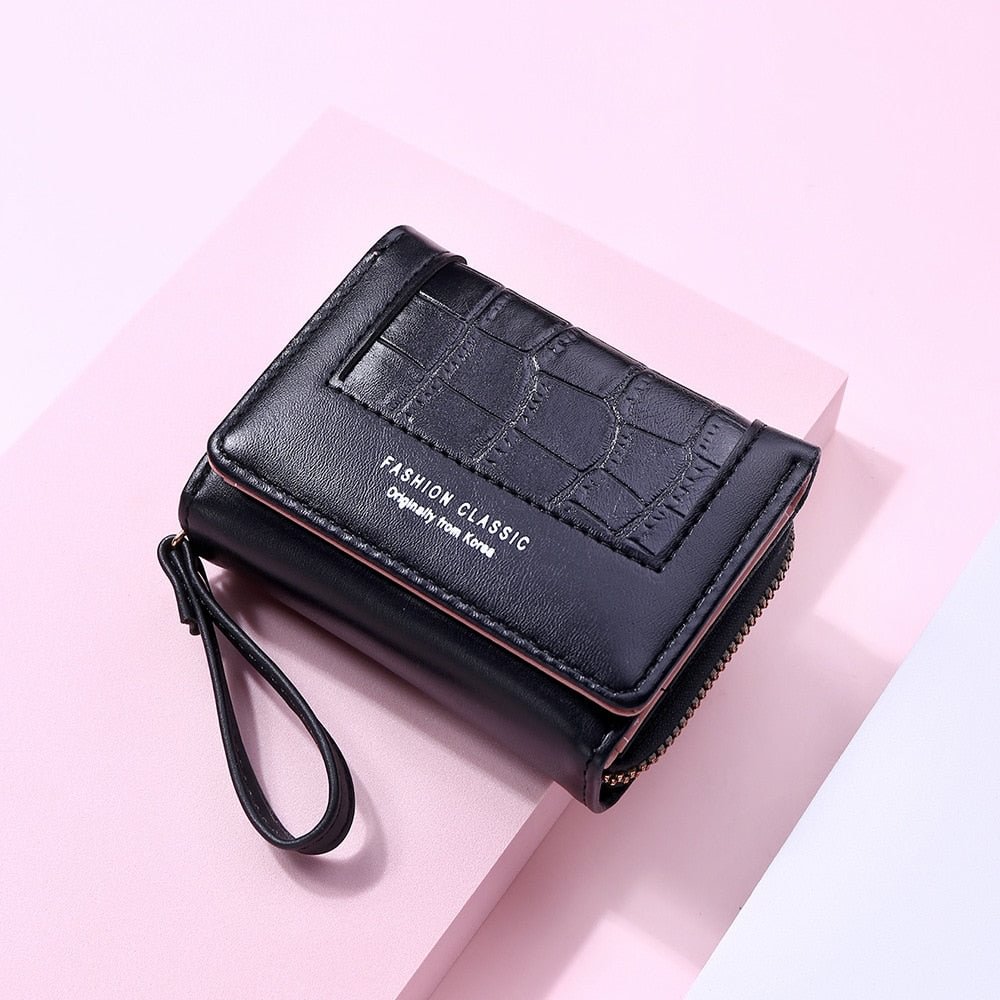 Fashion Square Plaid Women's Short Wallet Large Capacity Multi-card Zipper Bags for Women 2022 Trendy Texture 3 Fold Coin Purse