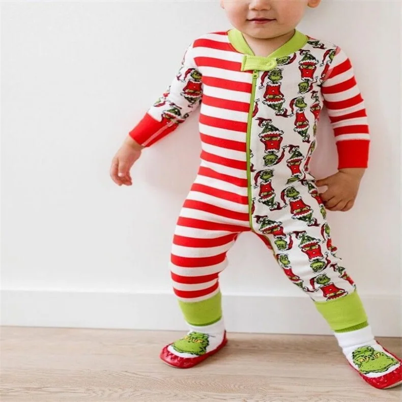 Striped Print Family Matching Christmas Pajamas