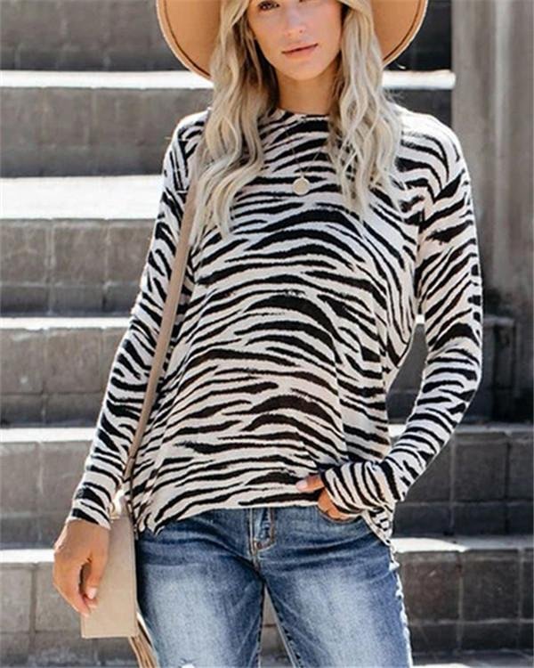 Print Crew Neck Long Sleeves Casual T-shirt